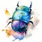 Watercolor beetle on a white background. Hand drawn watercolor illustration generative AI