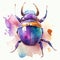 Watercolor beetle on white background. Hand drawn watercolor illustration. generative AI