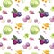 Watercolor beetroot soup ingredients isolated seamless pattern.