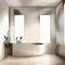 Watercolor of Beige bathroom interior