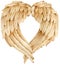 Watercolor beige bird wings isolated on the white background. Angel wings. Valentine's day decoration.