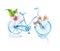 Watercolor bicycle with flowers