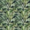 Watercolor big seamless pattern with tropical banana leaves. Hand painted exotic leaves and branches isolated on black