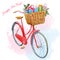 Watercolor bike with presents