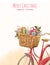 Watercolor bike with presents
