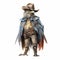 Watercolor Bird In Cowboy Costume Realistic Fantasy Artwork