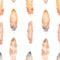 Watercolor bird feather seamless pattern for easter. Hand painted brown on white background