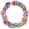 Watercolor bird feather wreath from wing.