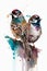 Watercolor Bird Sparrow on the Branch Hand Drawn Nature Illustration vector