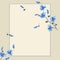 Watercolor blossoming spring branch with blue flowers on a beige background. Floral decoration. Birthday card.