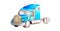 Watercolor blue American semi-trailer truck tractor without container on a white background isolated for logistics or