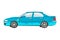 Watercolor blue car. Isolated automobile. Cartoon print for kids room. Side view of vehicle. Urban transportation