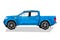 Watercolor blue car. Isolated off-road automobile. Cartoon pickup print for kids room. Side view of SUV