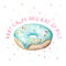 Watercolor blue donut with typography