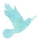 Watercolor Blue Dove on White Background