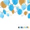 Watercolor blue and glittering gold balloon.