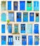 Watercolor of blue greek doors