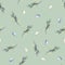 Watercolor blue and grey leaves and branches seamless pattern