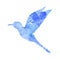 Watercolor blue hummingbird silhouette