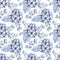 Watercolor blue hydrangea flowers and fern seamless paper. garden florals repeat pattern