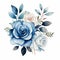 Watercolor Blue Roses With Leaves For Wedding Invitations