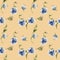 Watercolor blue spotted orchids seamless pattern