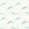 Watercolor blue teal narwhals seamless pattern background