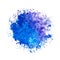 Watercolor blue ultramarine round spot blot on a white background isolated as a template, frame, example.