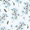 Watercolor blue wildflowers seamless pattern, natural summer texture