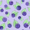 Watercolor blueberry seamless pattern with leaves