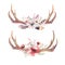 Watercolor bohemian deer horns. Western mammals. Watercolour hip