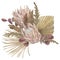 Watercolor boho tropical arrangement. Dried flowers composition. Pampas grass, protea, palm leaf