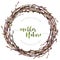 Watercolor Boho wreath made of dry twigs