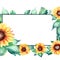 watercolor border design with lovely sunflower and leaves ai generated