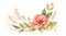 Watercolor botanical illustration. Fresh red poppy blossom. Wreath with Wild flowers, rye and green leaves. Perfect for wedding