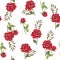 Watercolor botanical illustration with red roses. Design for fabric. Seamless floral pattern. Wedding design. Congratulatory wrapp