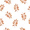 Watercolor botanical seamless pattern with golden autumn twigs on white background