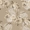 Watercolor bouquet flowers with tulip. Monochrome seamless pattern on a beige background.