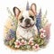 A Watercolor Bouquet: French Bulldog and Spring Flowers AI Generated