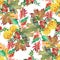 Watercolor bouquet leaves with flowers. Floral seamless pattern for design.
