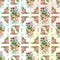 Watercolor bouquet roses on different background. Seamless pattern for design.