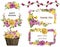 Watercolor bouquets of flowers Yellow and Pink wreath frame set