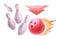 Watercolor Bowling Strike Illustration ith red arrow, Bowling Strike Clipart