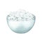 Watercolor bowls of coconut flakes isolated on the white background