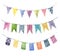 Watercolor bright color flags garlands set with ornament