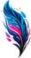 Watercolor bright feather in neon colors. Bright feather of a firebird or peacock.GENERATED AI