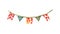 Watercolor bright pennant.  Celebrating hanging triangle.