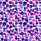 Watercolor bright spot blob seamless pattern. Violet, blue and pink color on white background. Art brush abstract