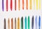 Watercolor bright strips on a white background. Green, blue, red