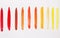 Watercolor bright strips on a white background. Red, yellow, ora